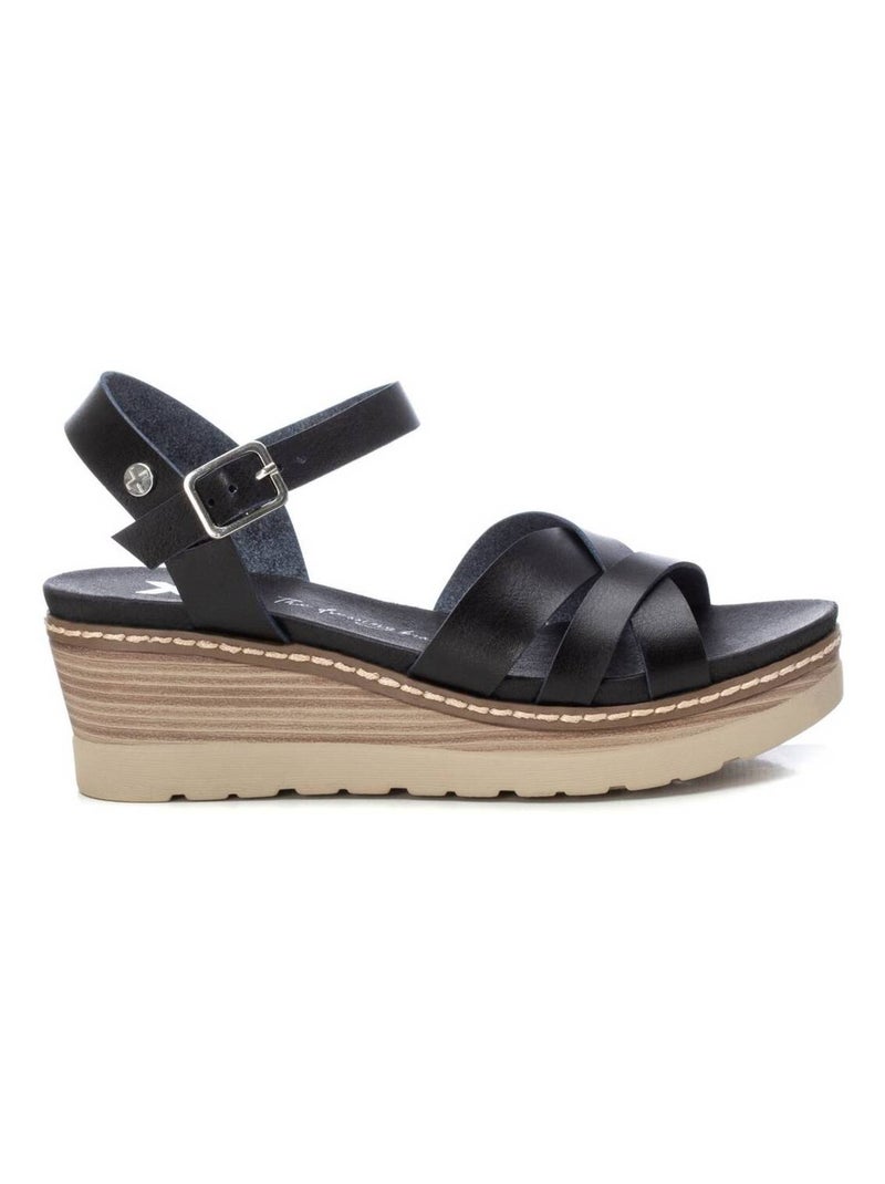 Sandale décontractée coin avec boucle Noir - Kiabi
