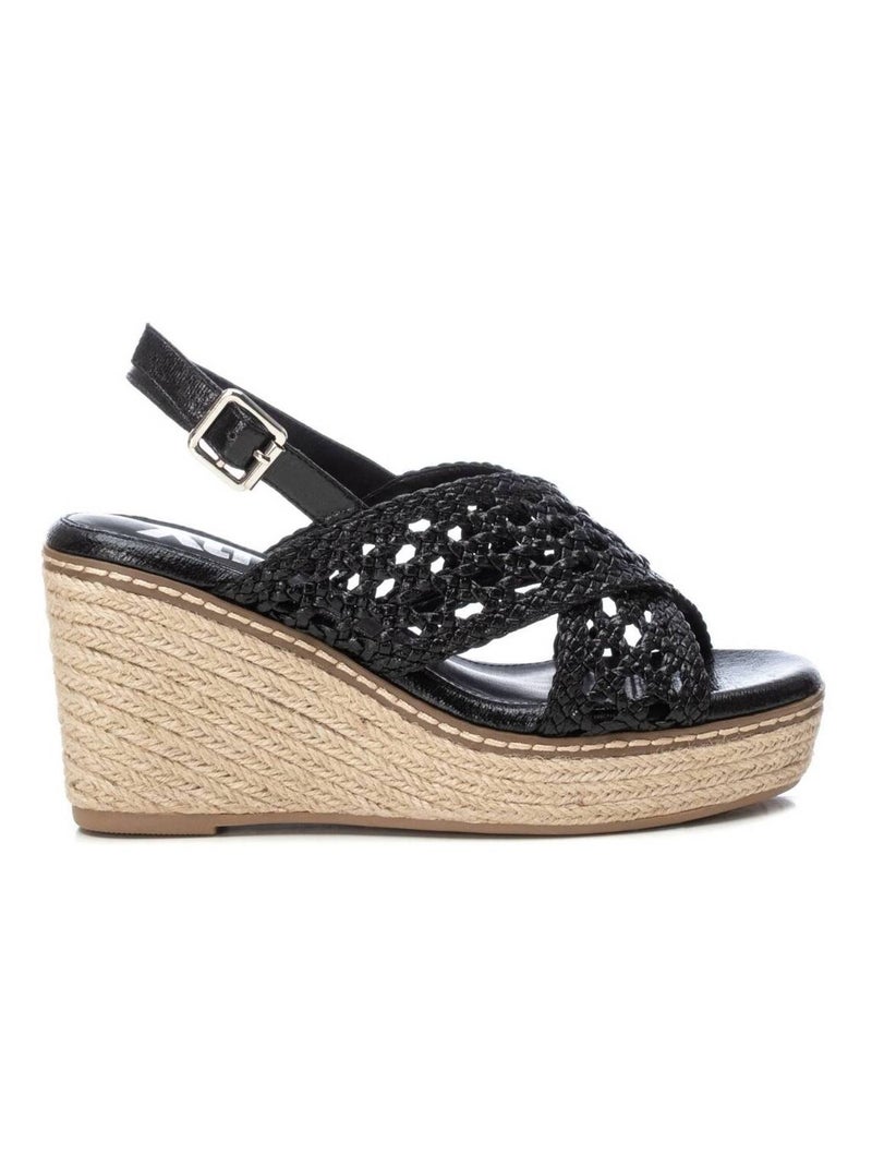 Sandale décontractée coin avec boucle Noir - Kiabi