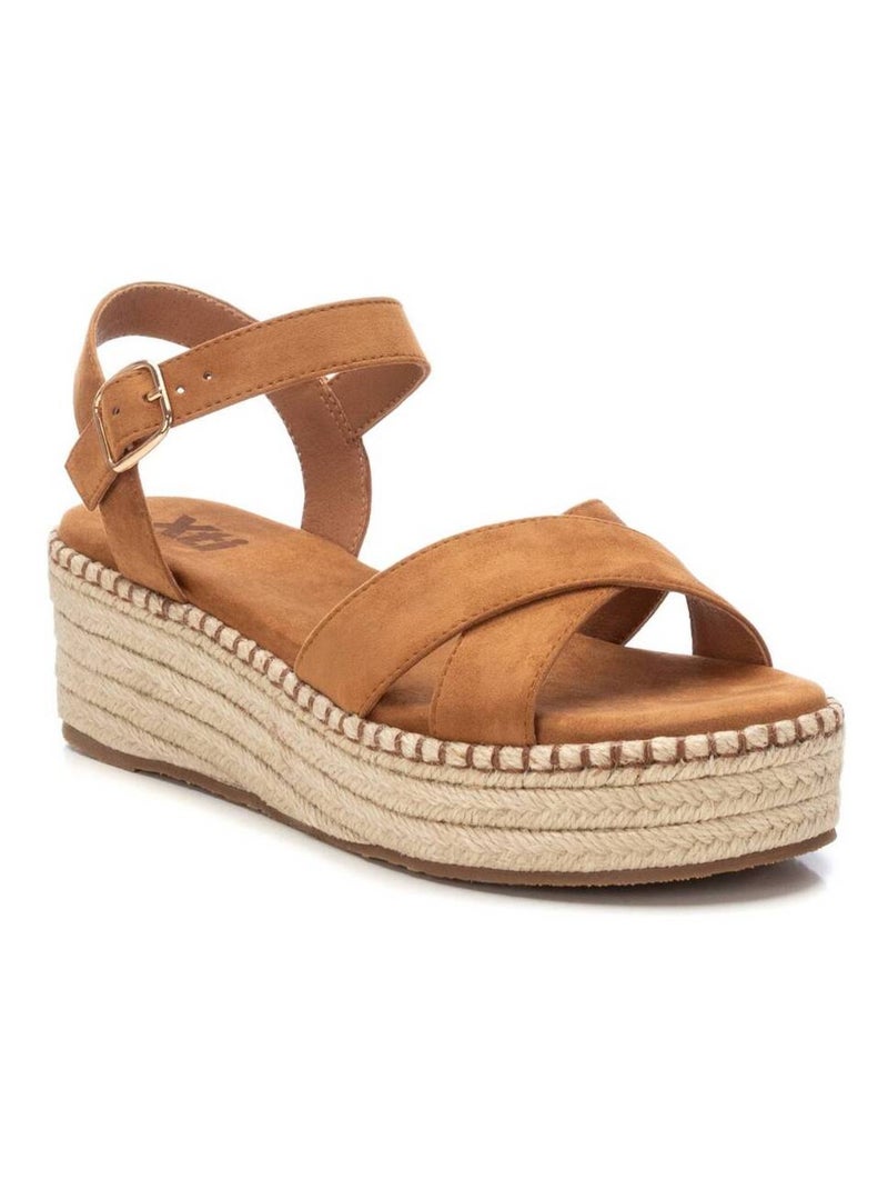 Sandale décontractée coin boucle Camel - Kiabi