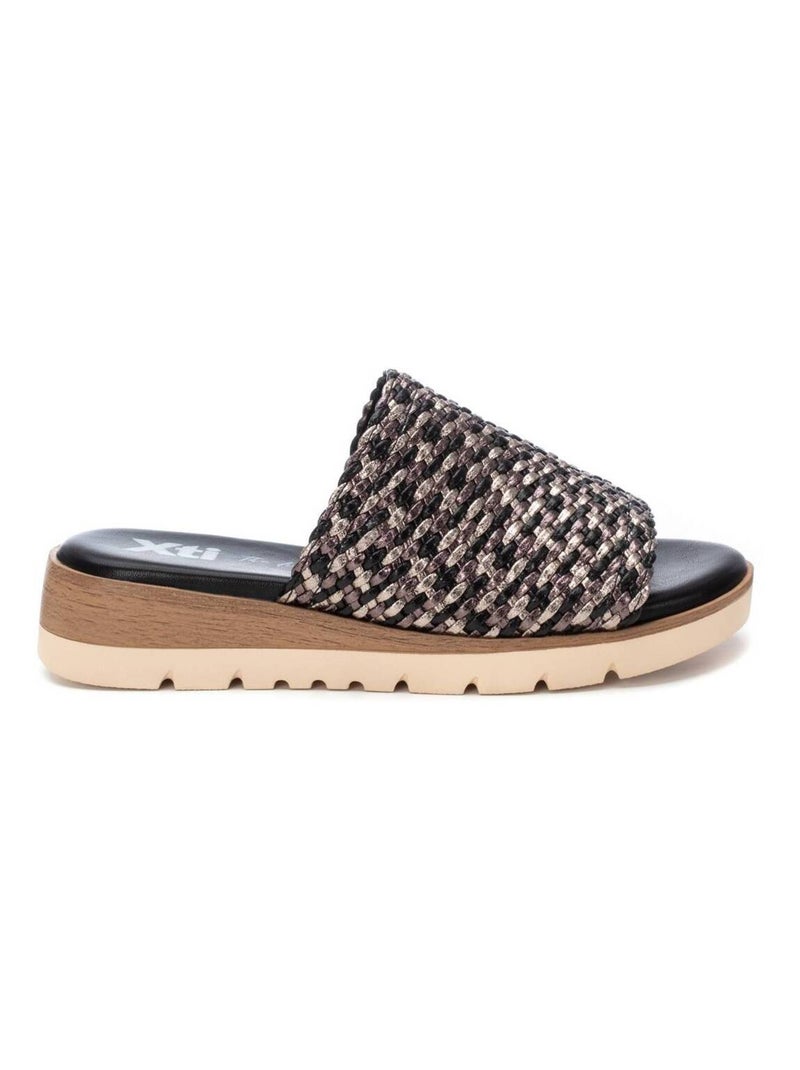 Sandale décontractée coin bride arrière Noir - Kiabi