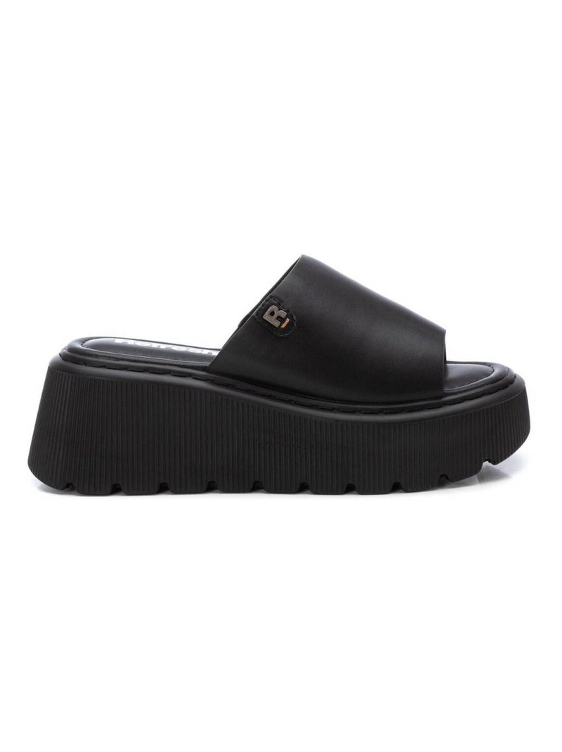 Sandale décontractée coin bride arrière Noir - Kiabi