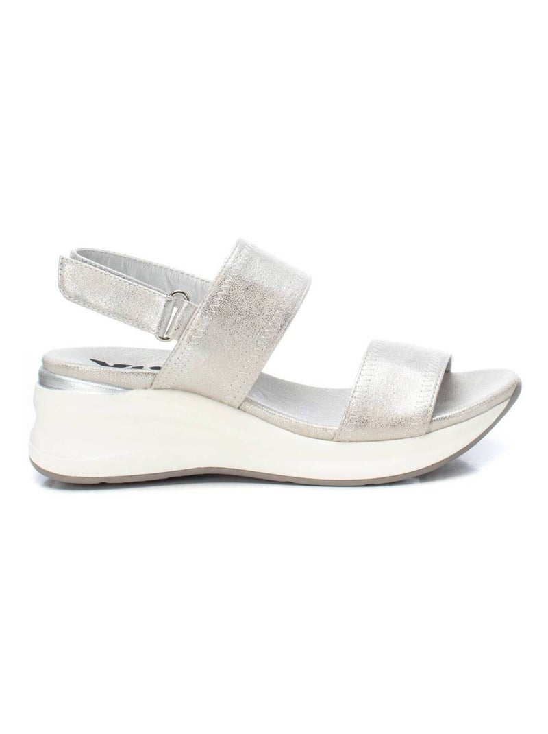 Sandale décontractée coin sangle réglable Argent - Kiabi