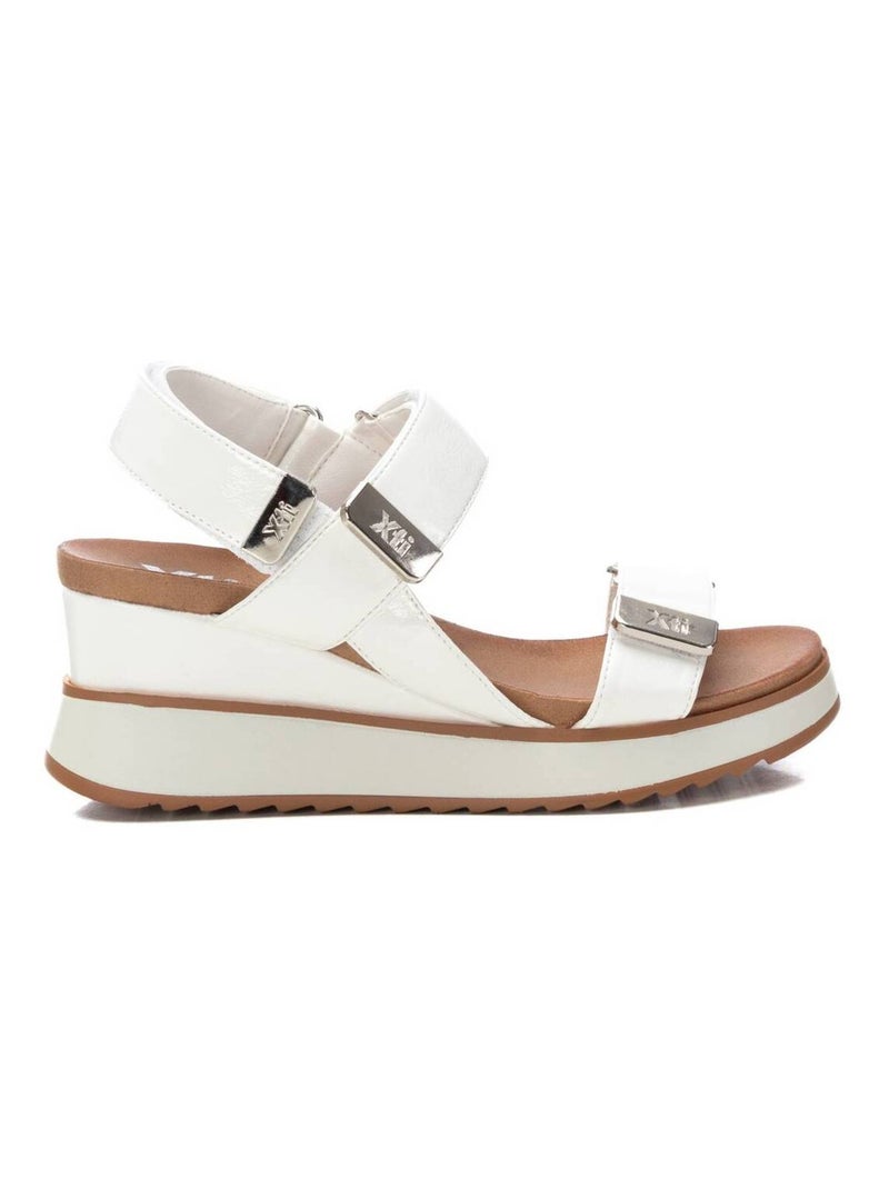 Sandale décontractée coin sangle réglable Blanc - Kiabi