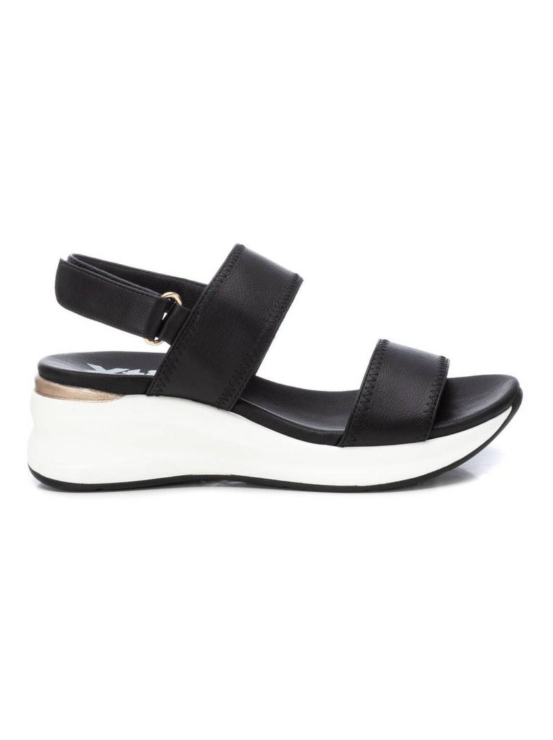 Sandale décontractée coin sangle réglable Noir - Kiabi