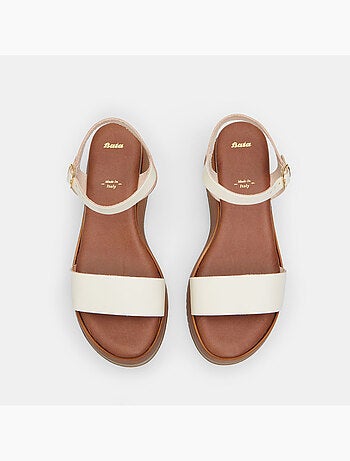 Sandale en cuir avec plateforme de 6 cm BATA