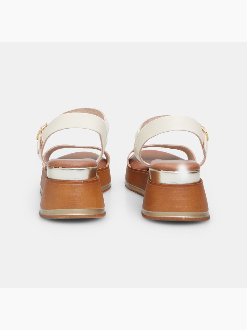 Sandale en cuir avec plateforme de 6 cm BATA Blanc - Kiabi