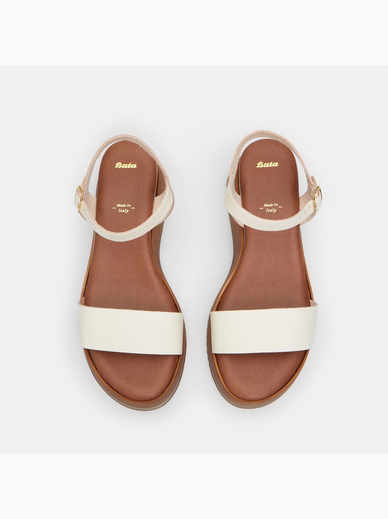 Sandale en cuir avec plateforme de 6 cm BATA Blanc - Kiabi