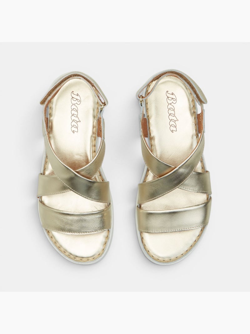 Sandale en cuir bata Doré/or - Kiabi