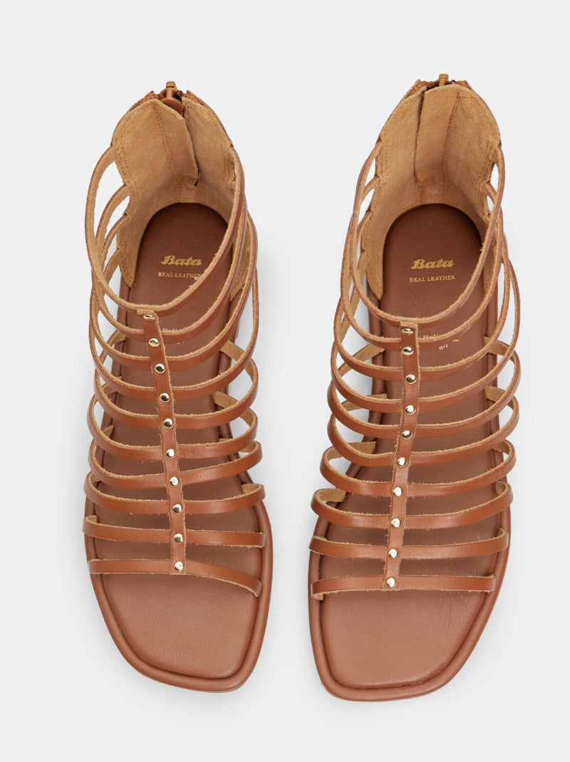 Sandale en cuir BATA Marron - Kiabi