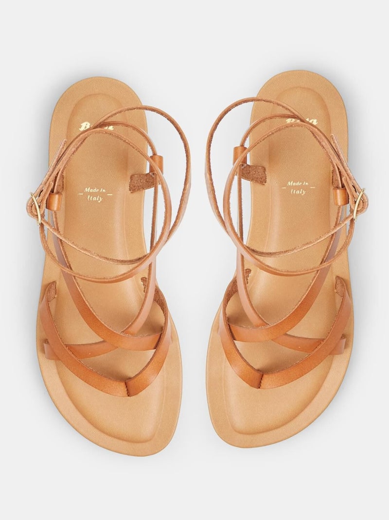 Sandale en cuir BATA Marron - Kiabi
