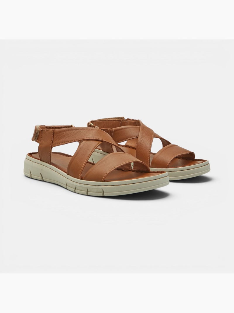 Sandale en cuir Bata Marron - Kiabi