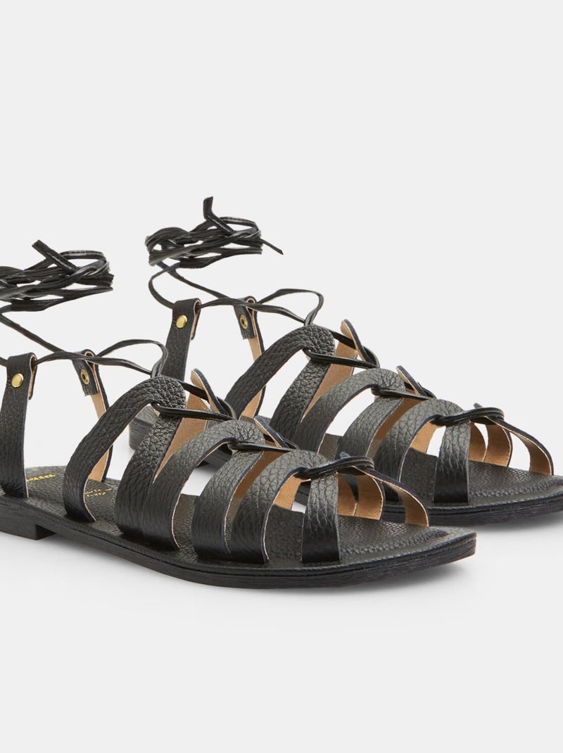 Sandale en cuir BATA Noir - Kiabi