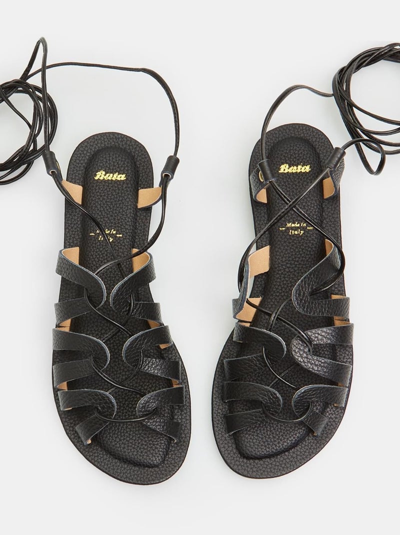 Sandale en cuir BATA Noir - Kiabi