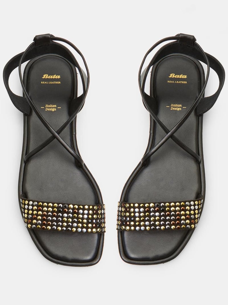 Sandale en cuir BATA Noir - Kiabi