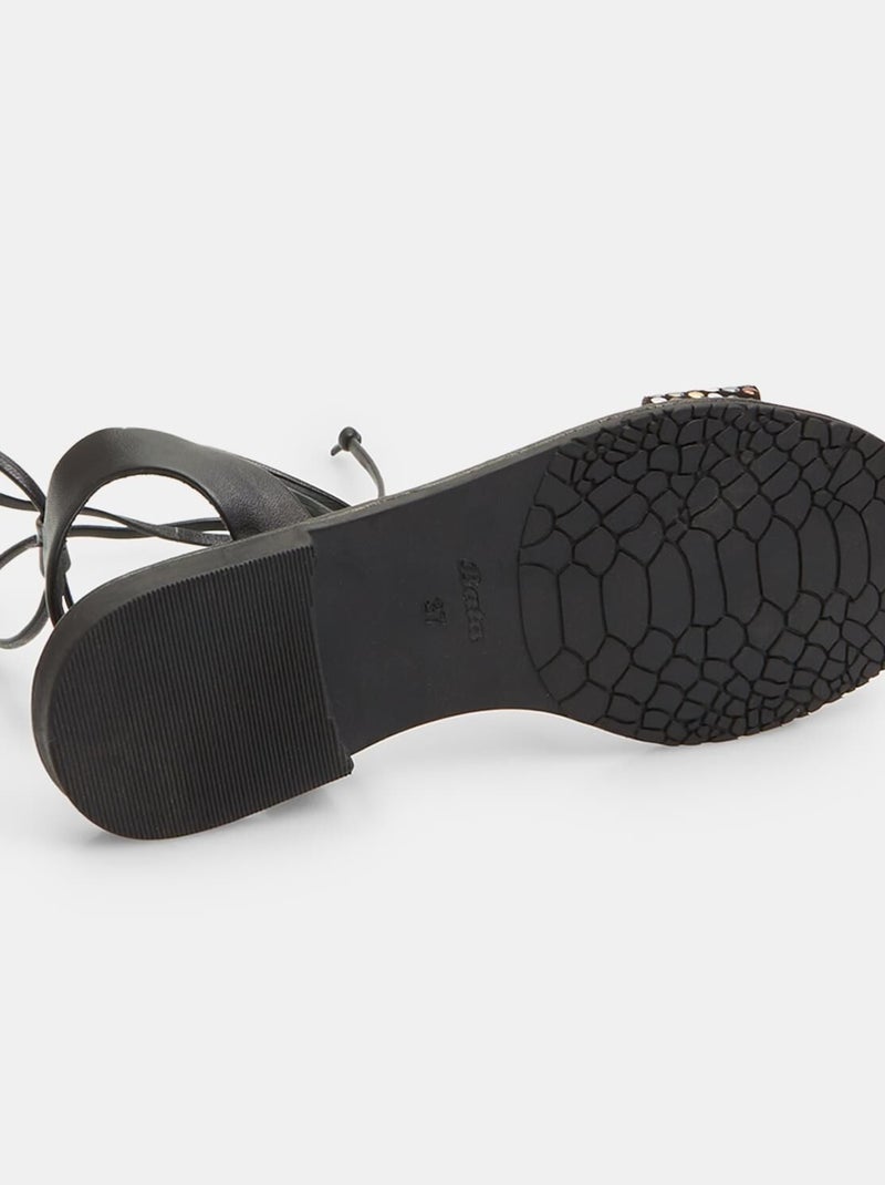 Sandale en cuir BATA Noir - Kiabi