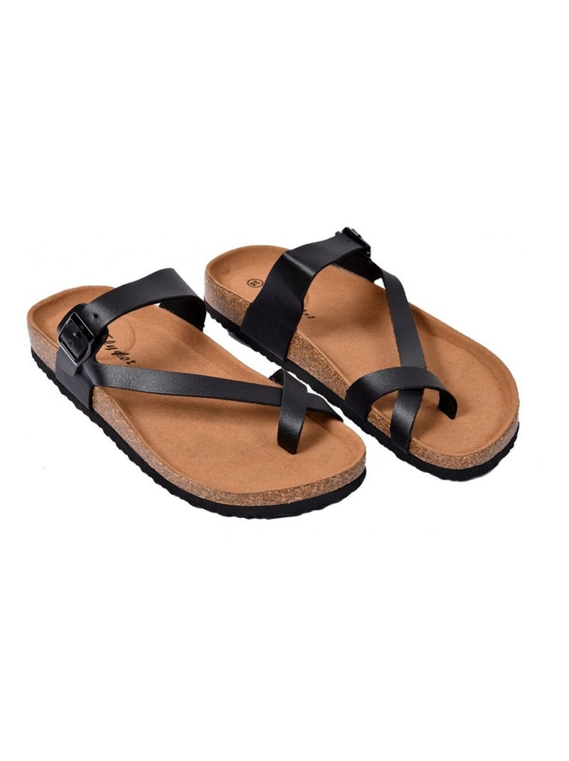 Sandale Femme PREMIUM Noir mat - Kiabi
