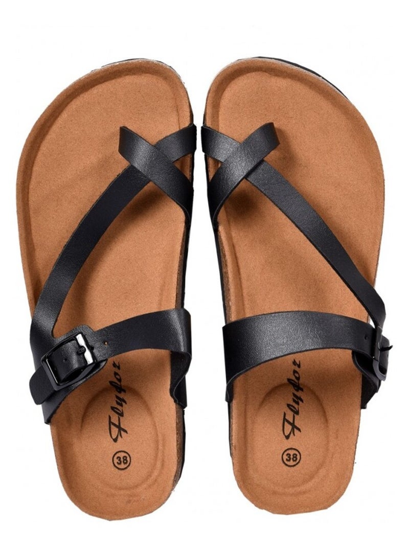 Sandale Femme PREMIUM Noir mat - Kiabi