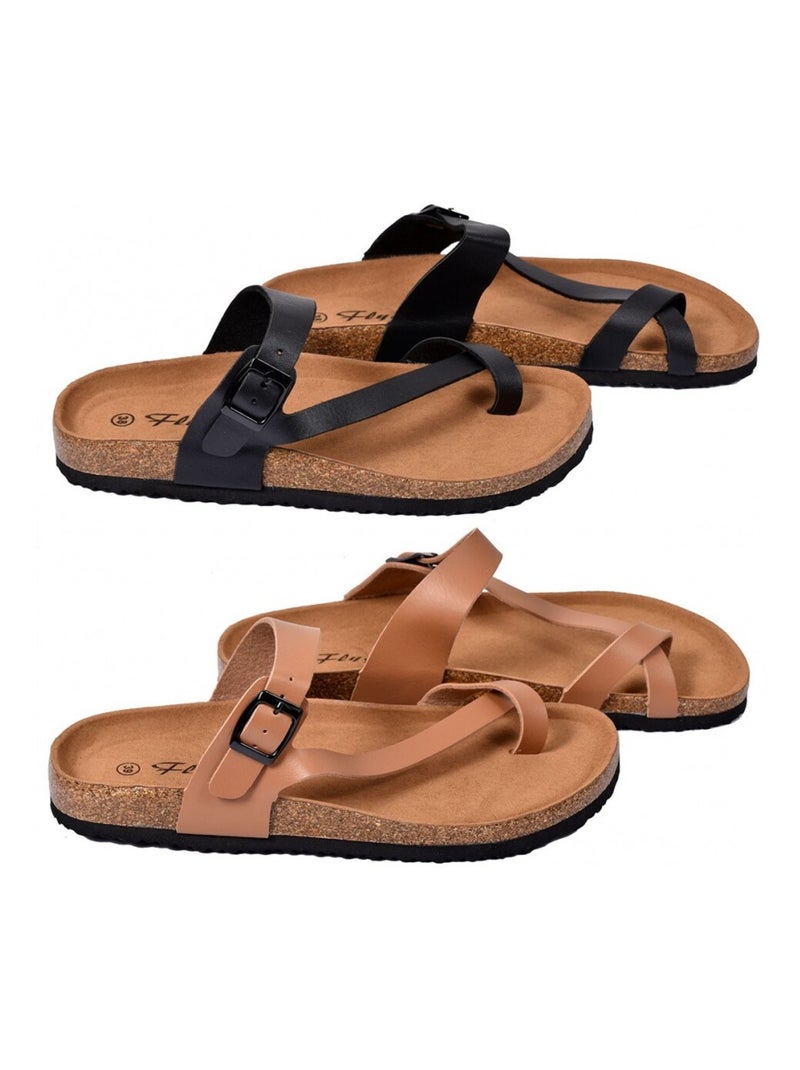 Sandale Femme PREMIUM Noir mat - Kiabi