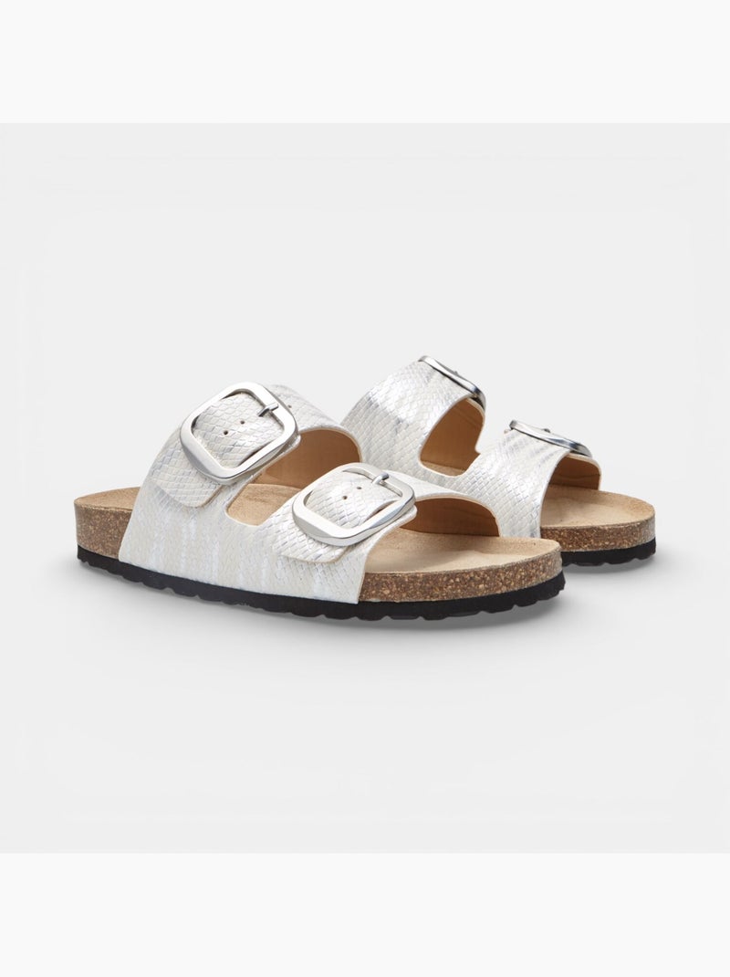 Sandale fussbett avec double bride à boucle bata Blanc - Kiabi
