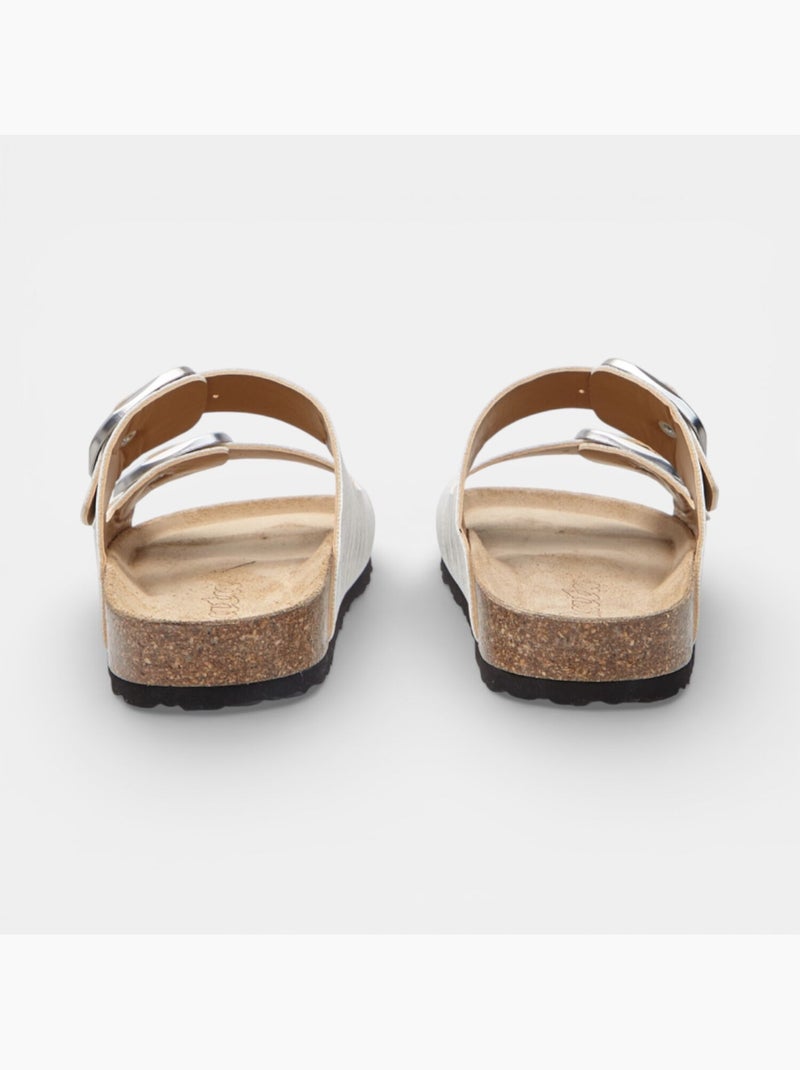 Sandale fussbett avec double bride à boucle bata Blanc - Kiabi