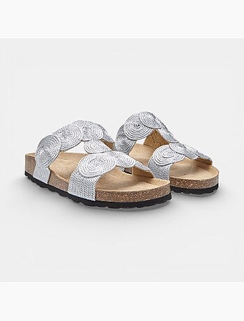 Sandale Fussbett avec double bride décorée Bata