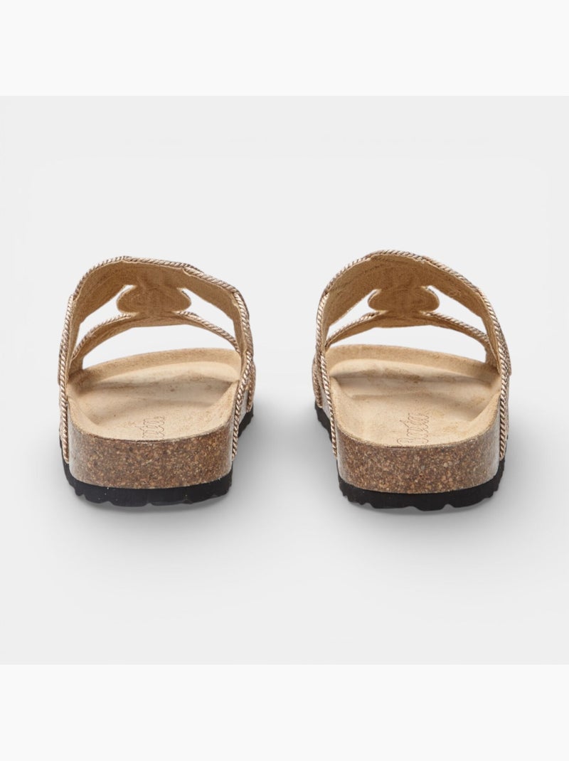 Sandale Fussbett avec double bride décorée Bata Marron - Kiabi