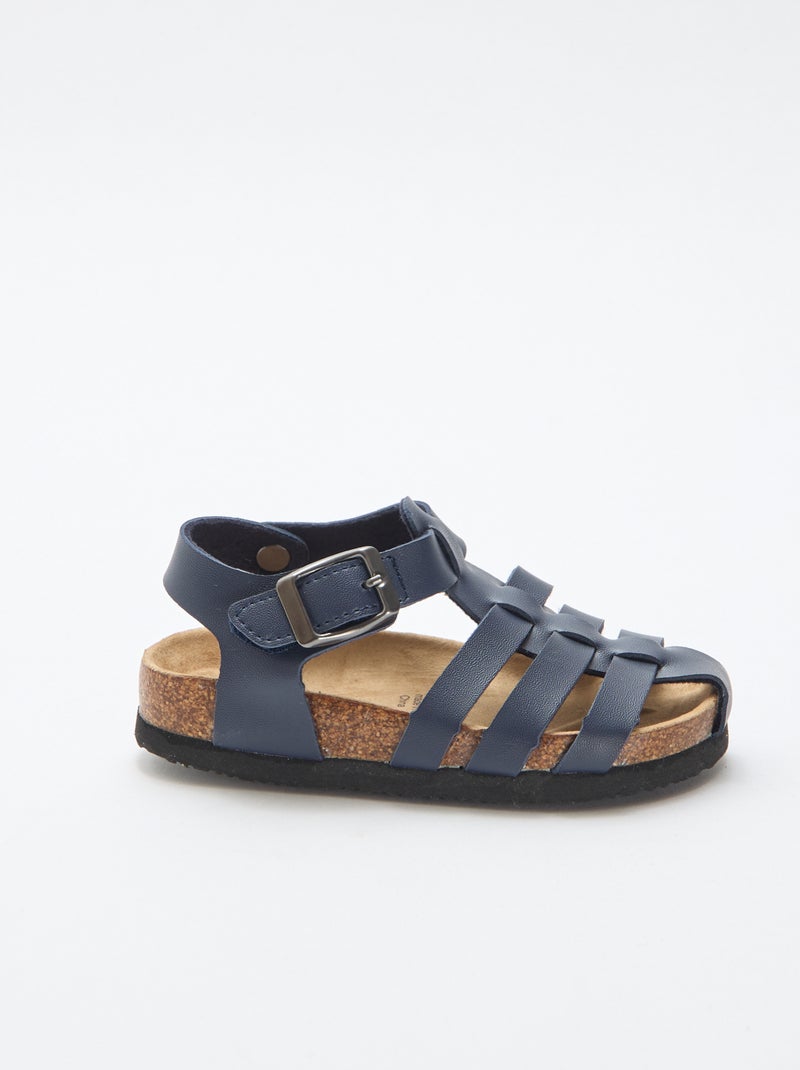 Sandale imprimée uni avec sangles Bleu - Kiabi