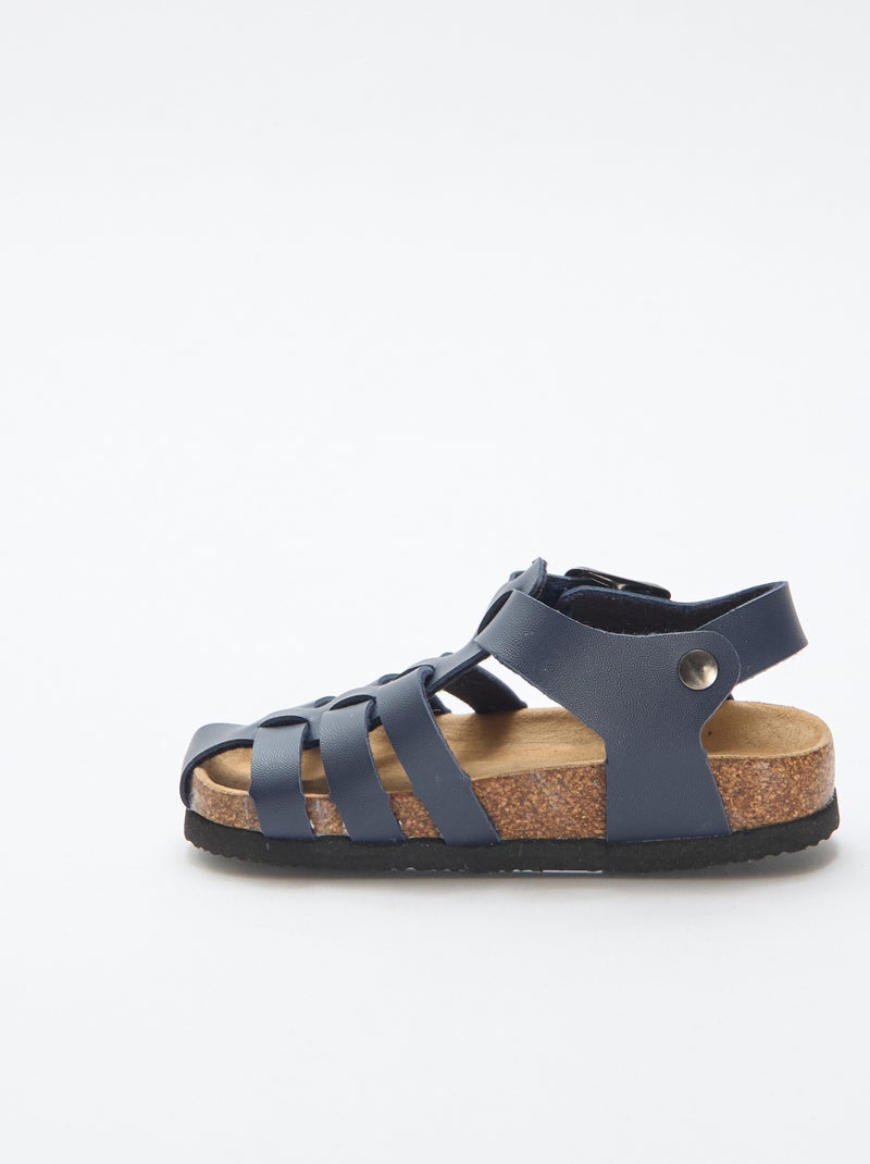 Sandale imprimée uni avec sangles Bleu - Kiabi