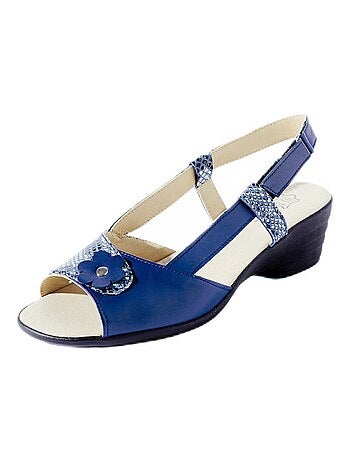 Sandale largeur confort scratchée cuir