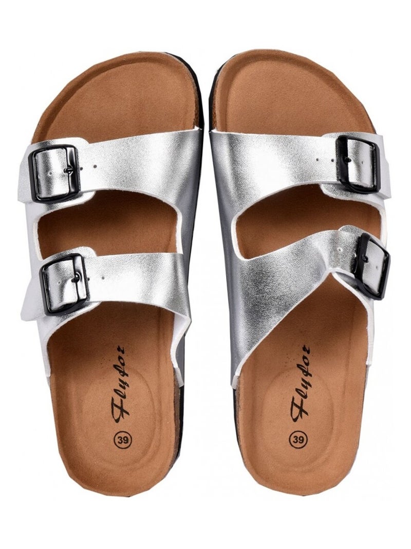 Sandale Mule Femme PREMIUM Argent - Kiabi