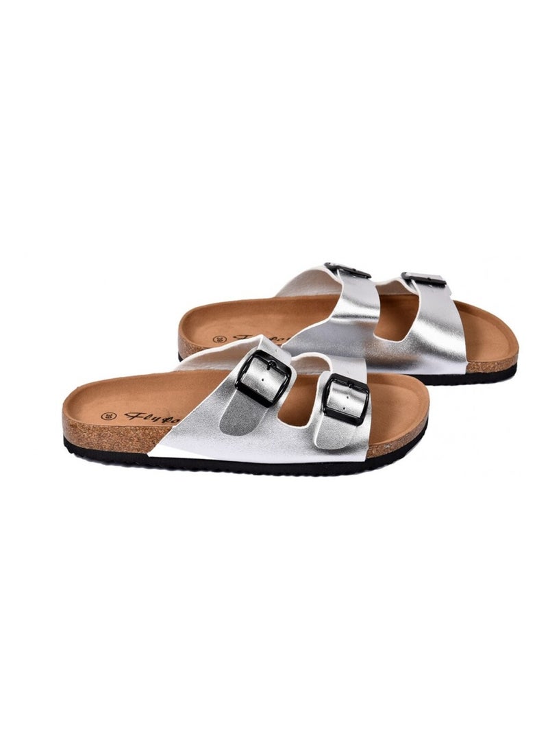 Sandale Mule Femme PREMIUM Argent - Kiabi