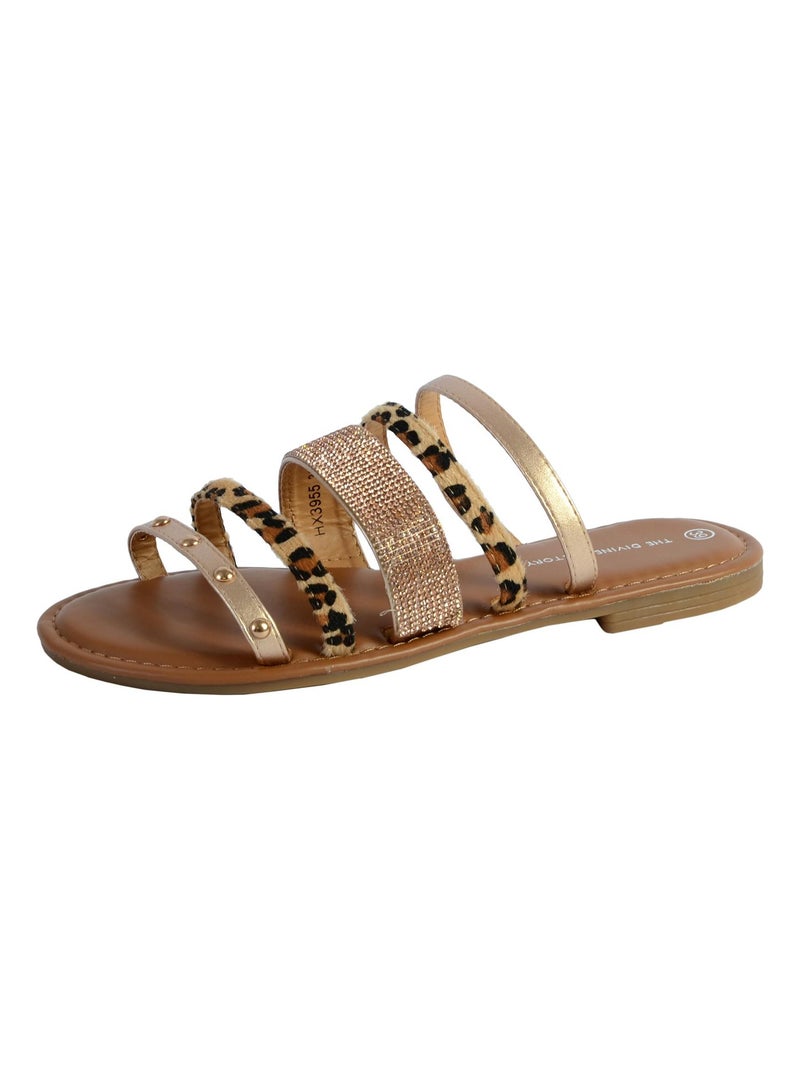 Sandale Mule The Divine Factory HX3955 Doré/or - Kiabi