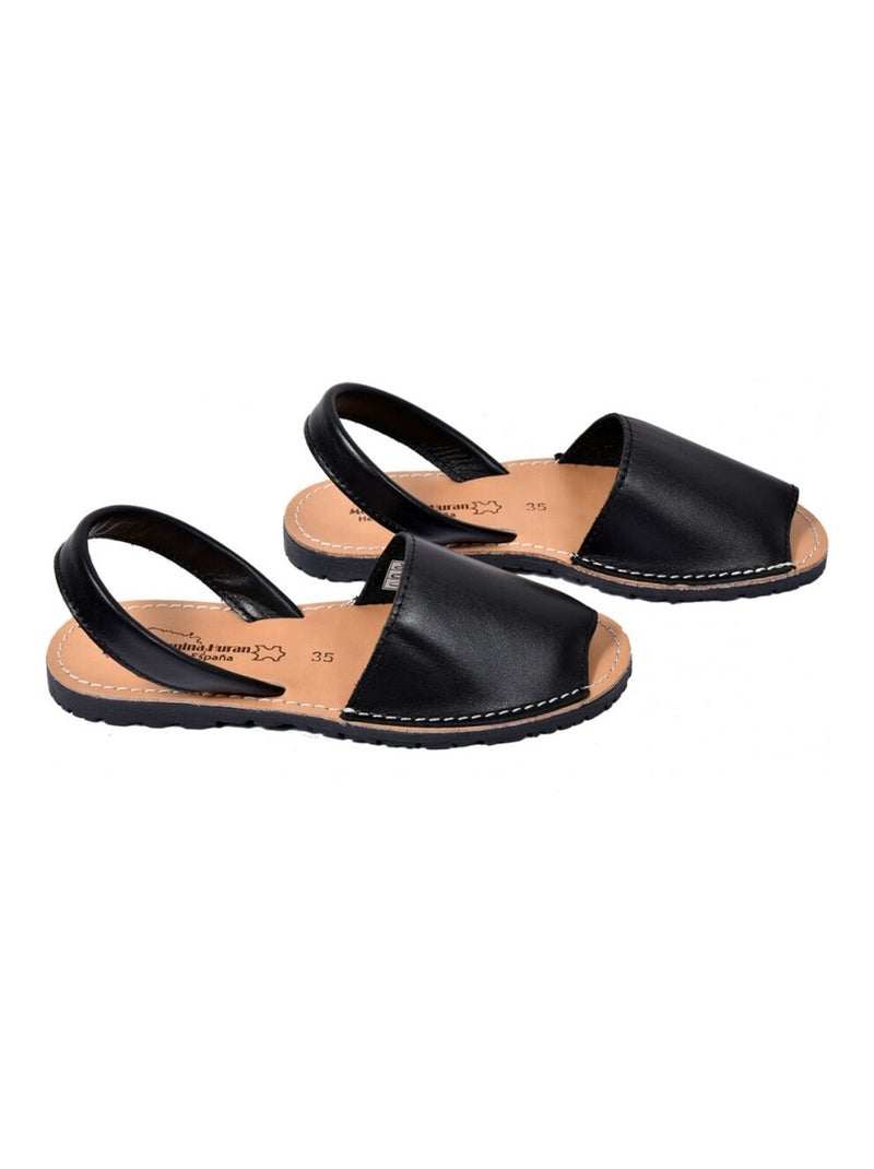 Sandale Nu Pieds Femme PREMIUM CUIR Noir - Kiabi