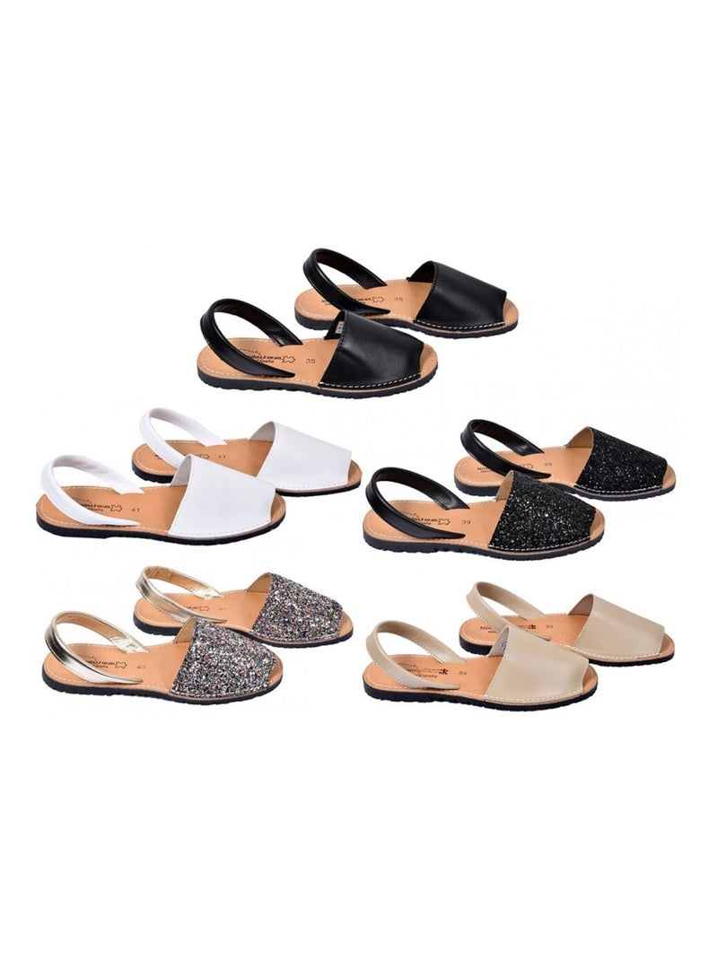 Sandale Nu Pieds Femme PREMIUM CUIR Noir/Argent - Kiabi