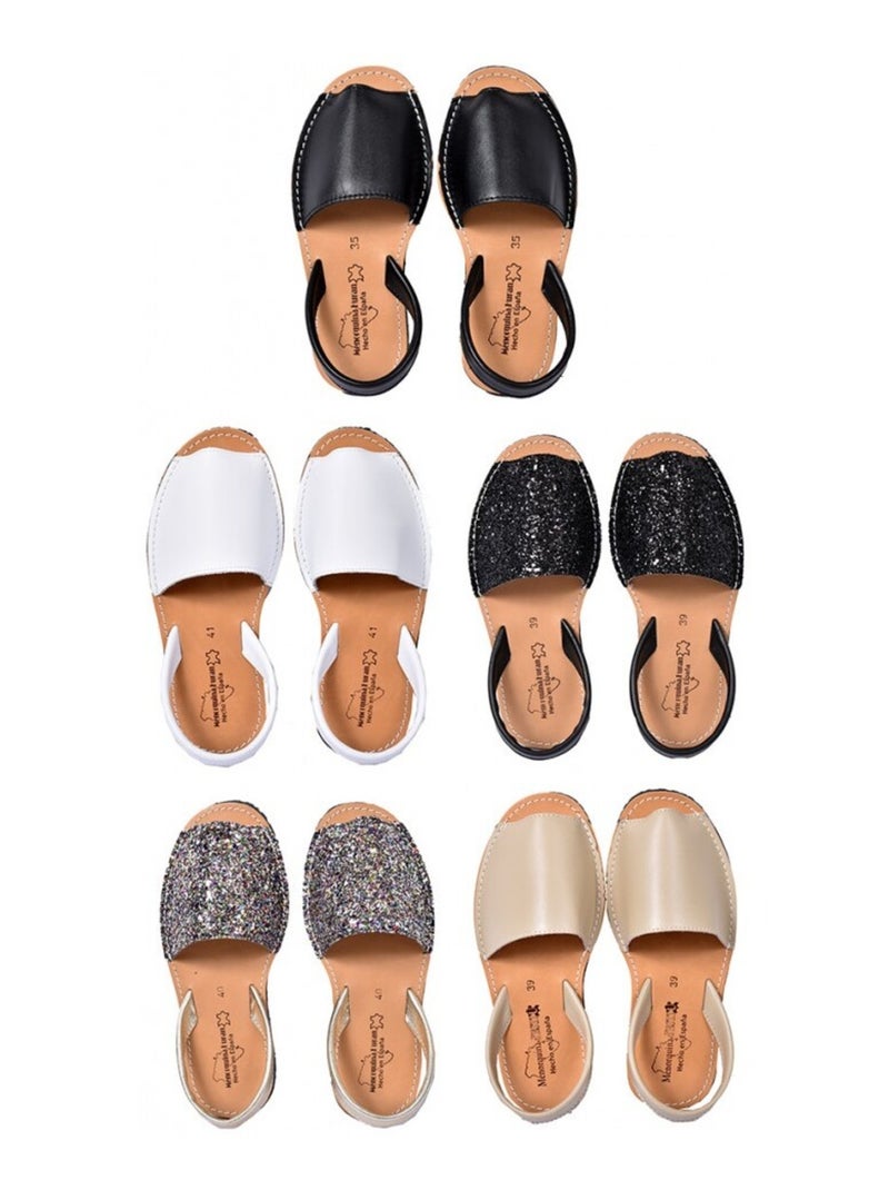 Sandale Nu Pieds Femme PREMIUM CUIR Noir/Argent - Kiabi