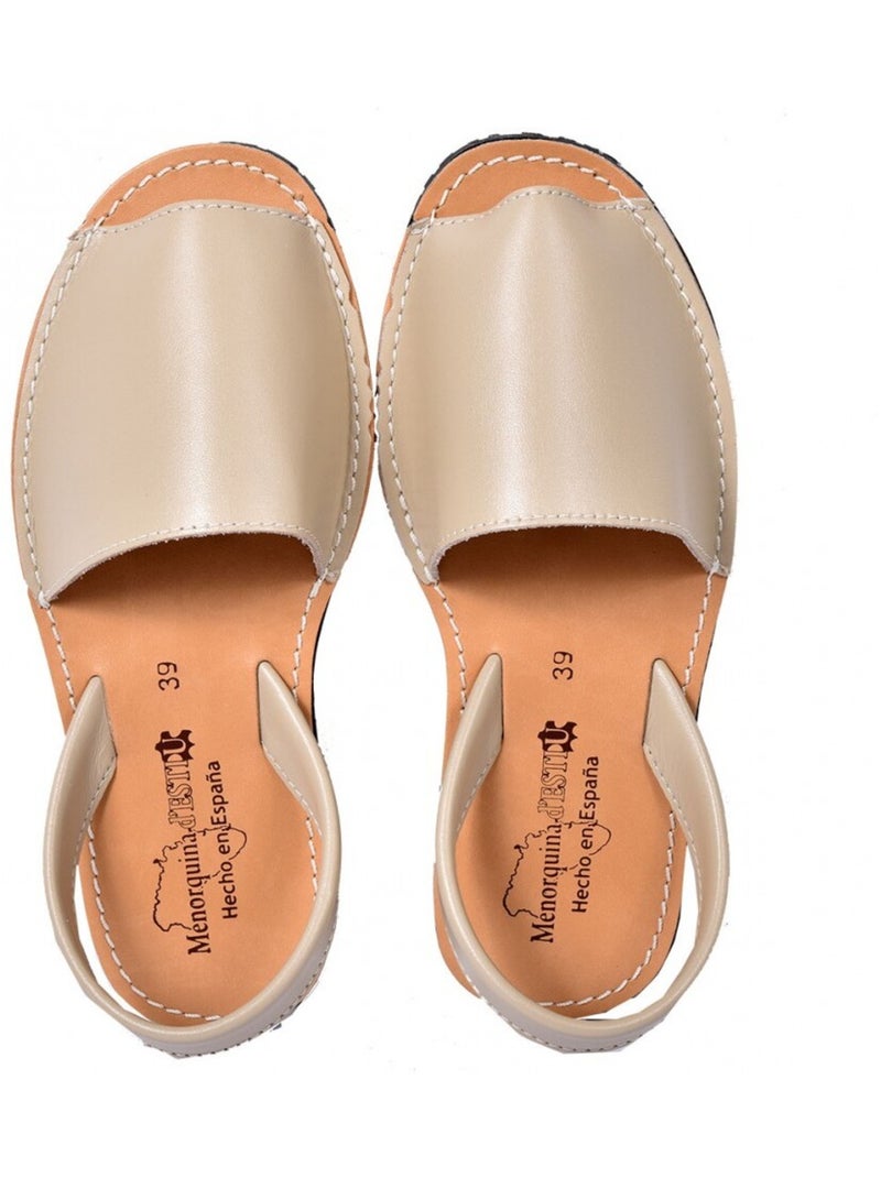 Sandale Nu Pieds Femme PREMIUM CUIR Taupe - Kiabi