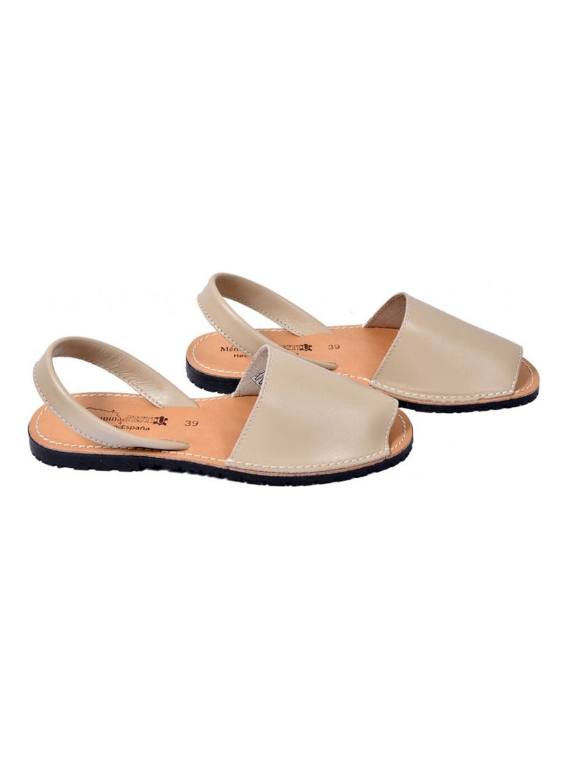 Sandale Nu Pieds Femme PREMIUM CUIR Taupe - Kiabi
