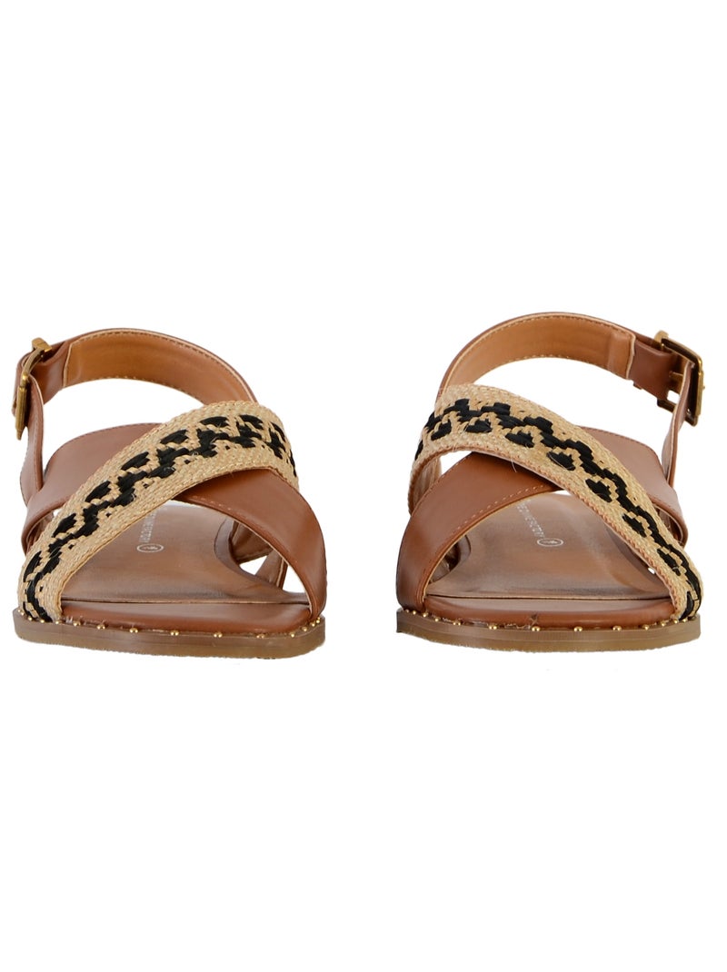 Sandale plate à bride The Divine Factory Camel - Kiabi