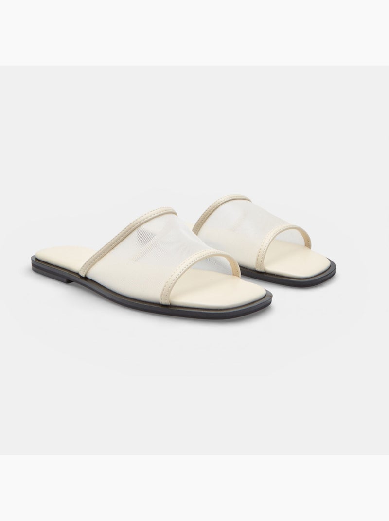 Sandale plate avec bande en résille Bata Blanc - Kiabi
