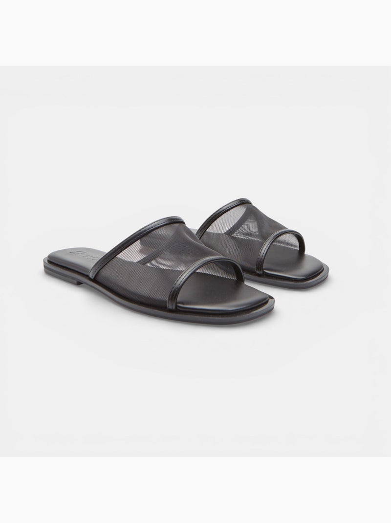 Sandale plate avec bande en résille Bata Noir - Kiabi