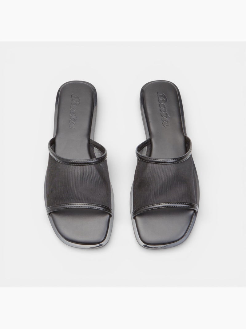 Sandale plate avec bande en résille Bata Noir - Kiabi