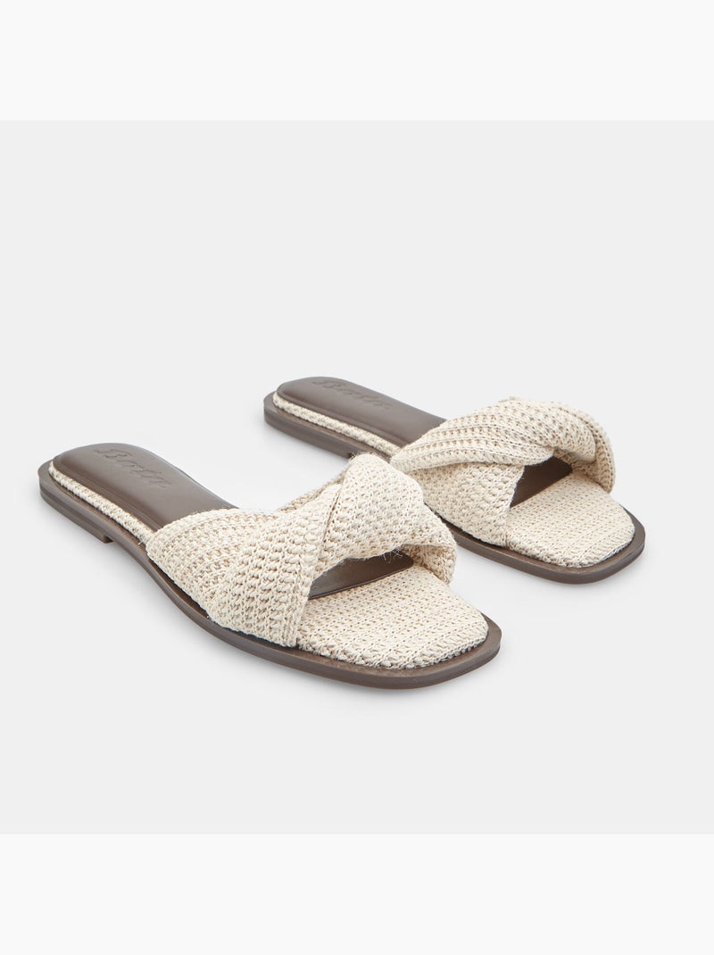 Sandale plate avec bande en tissu Blanc - Kiabi
