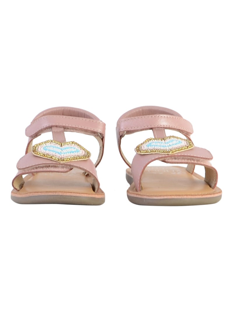 Sandale Plate Cuir Enfant Mod8 Cloonimals Blanc Rose Bleu - Kiabi