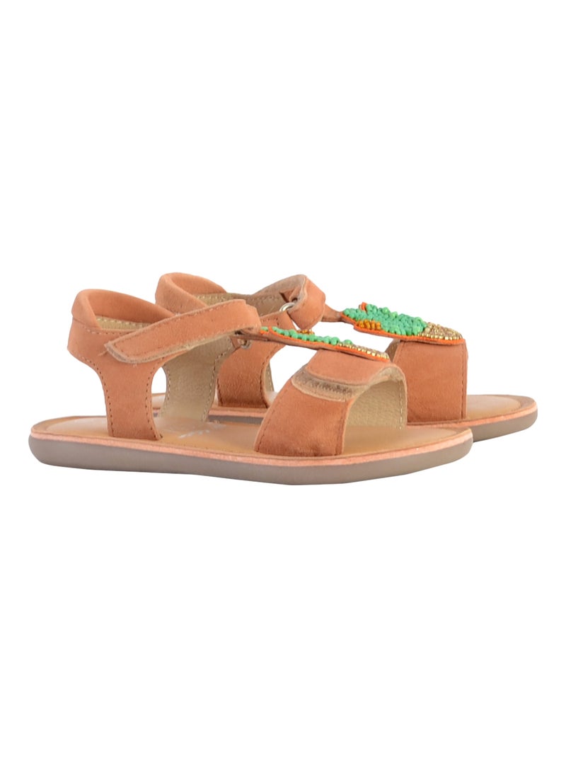 Sandale Plate Cuir Enfant Mod8 Cloonimals Orange - Kiabi