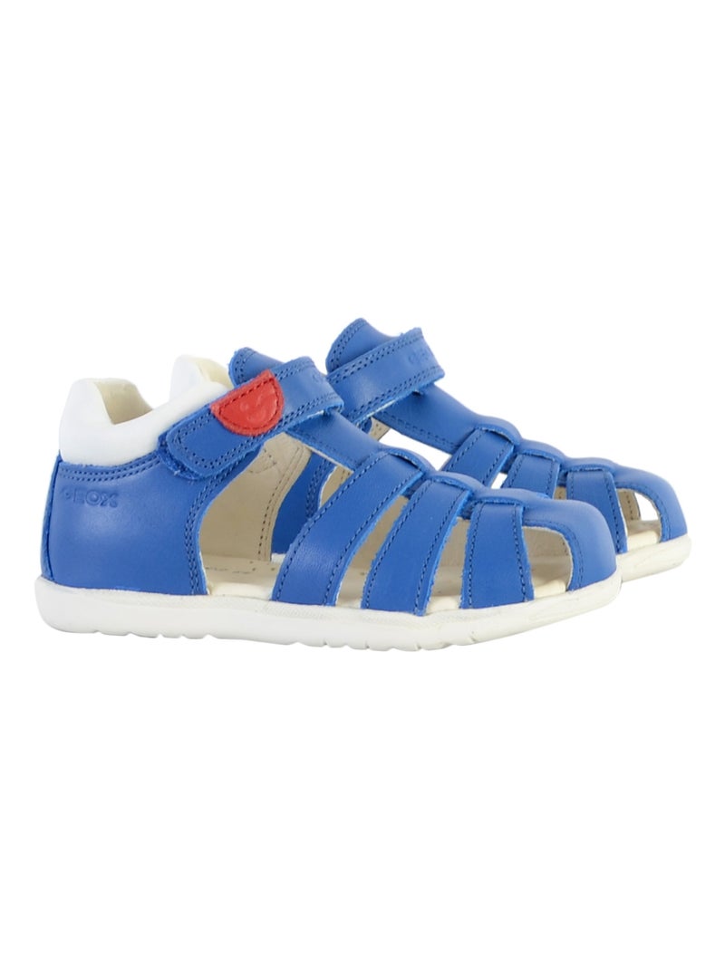 Sandale Plate Cuir Geox Enfant Macchia Bleu - Kiabi