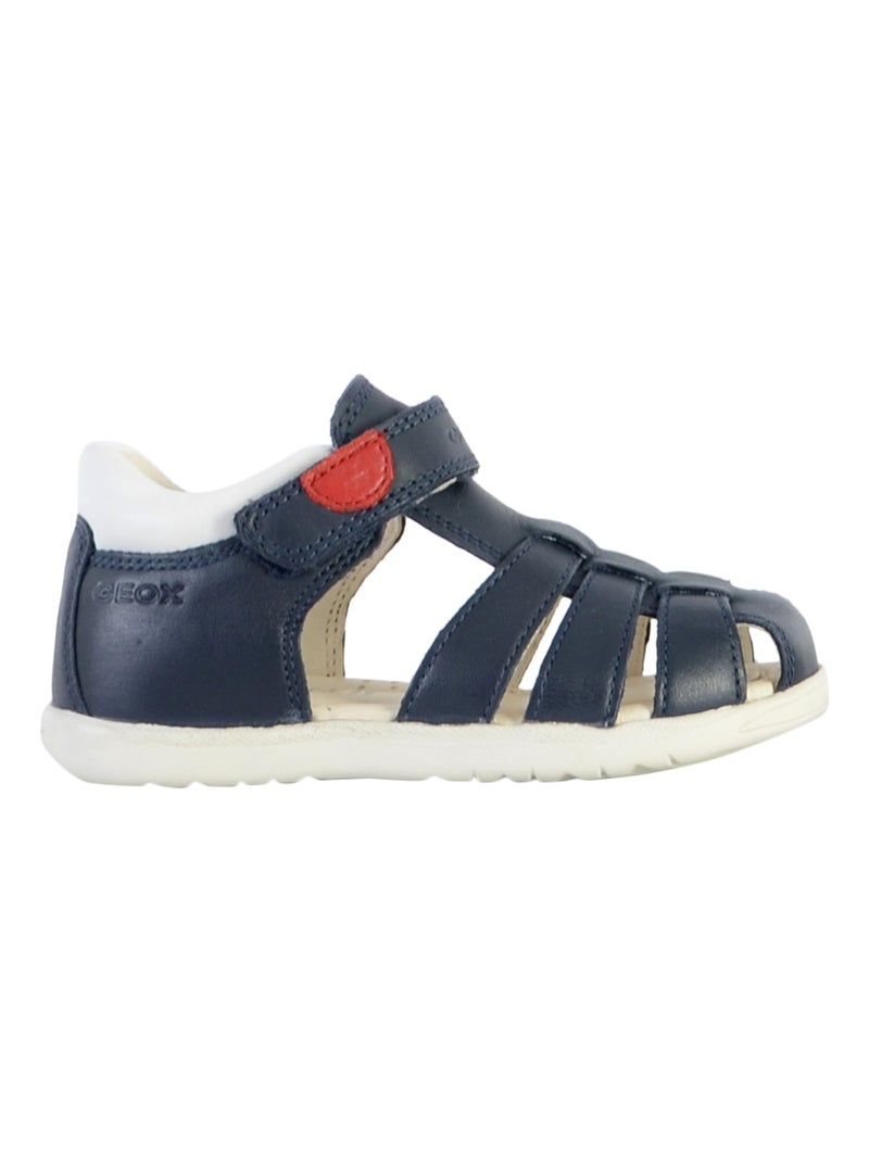 Sandale Plate Cuir Geox Enfant Macchia Bleu marine - Kiabi