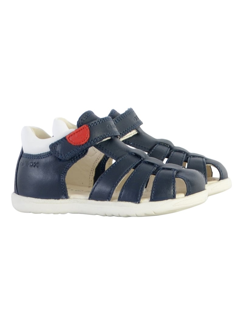 Sandale Plate Cuir Geox Enfant Macchia Bleu marine - Kiabi