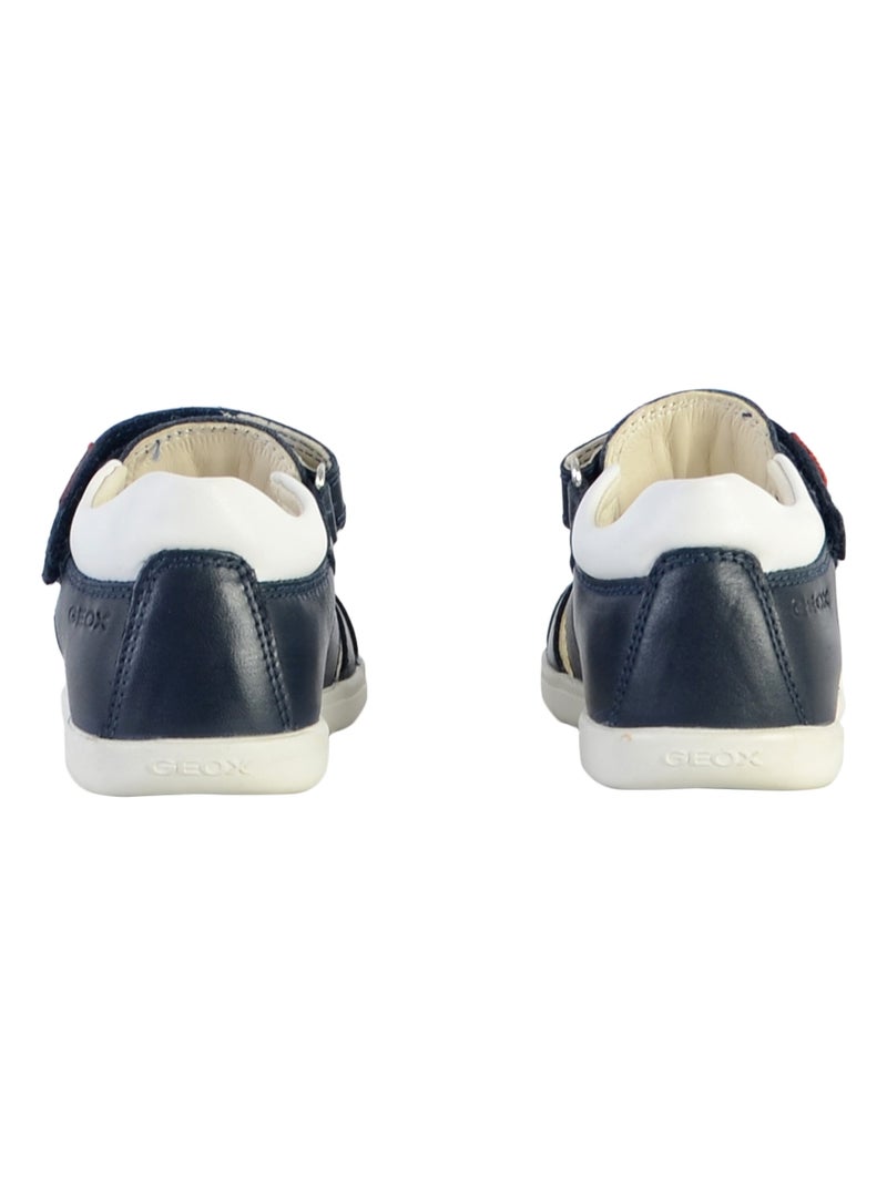 Sandale Plate Cuir Geox Enfant Macchia Bleu marine - Kiabi