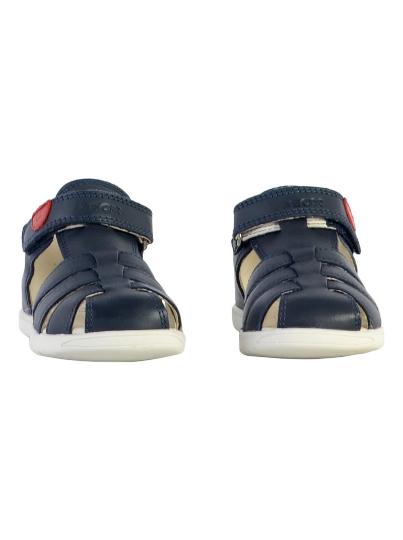 Sandale Plate Cuir Geox Enfant Macchia Bleu marine - Kiabi