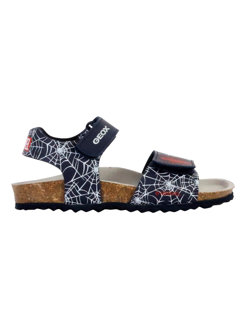 Sandale Plate Cuir Geox Ghita Print.Synth.Lea Bleu marine - Kiabi